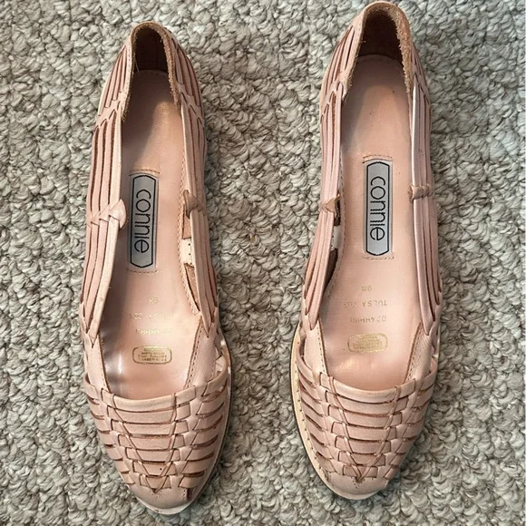 Connie Pink Woven Leather Flats - Picture 2 of 6